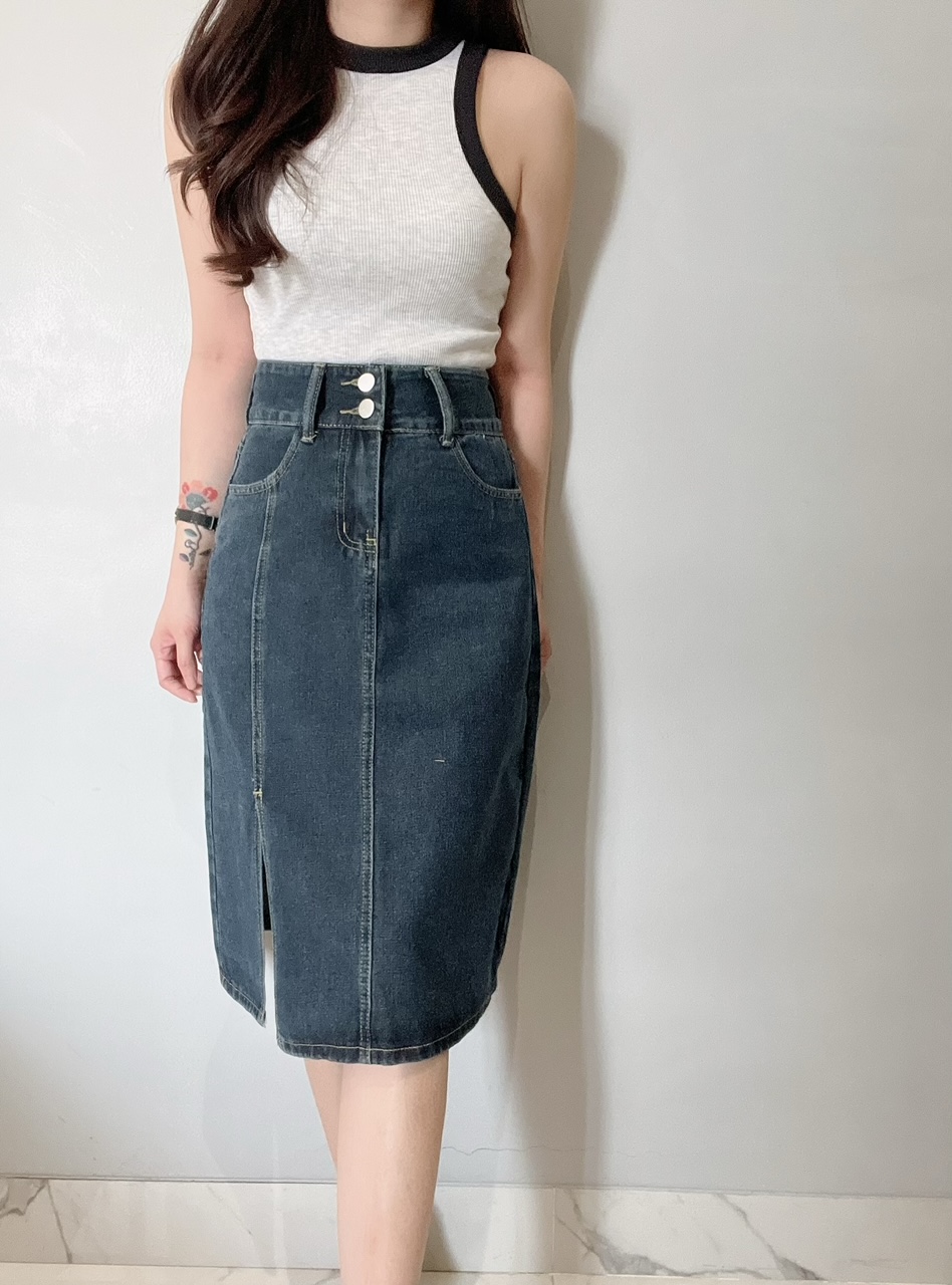 Kode: 3318 (Denim midi skirt)