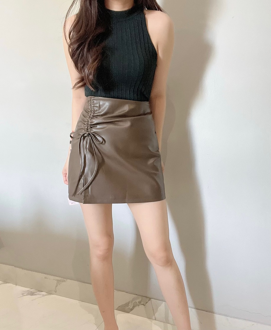 Kode: 3465 (Leather skort) Hitam - Image 2