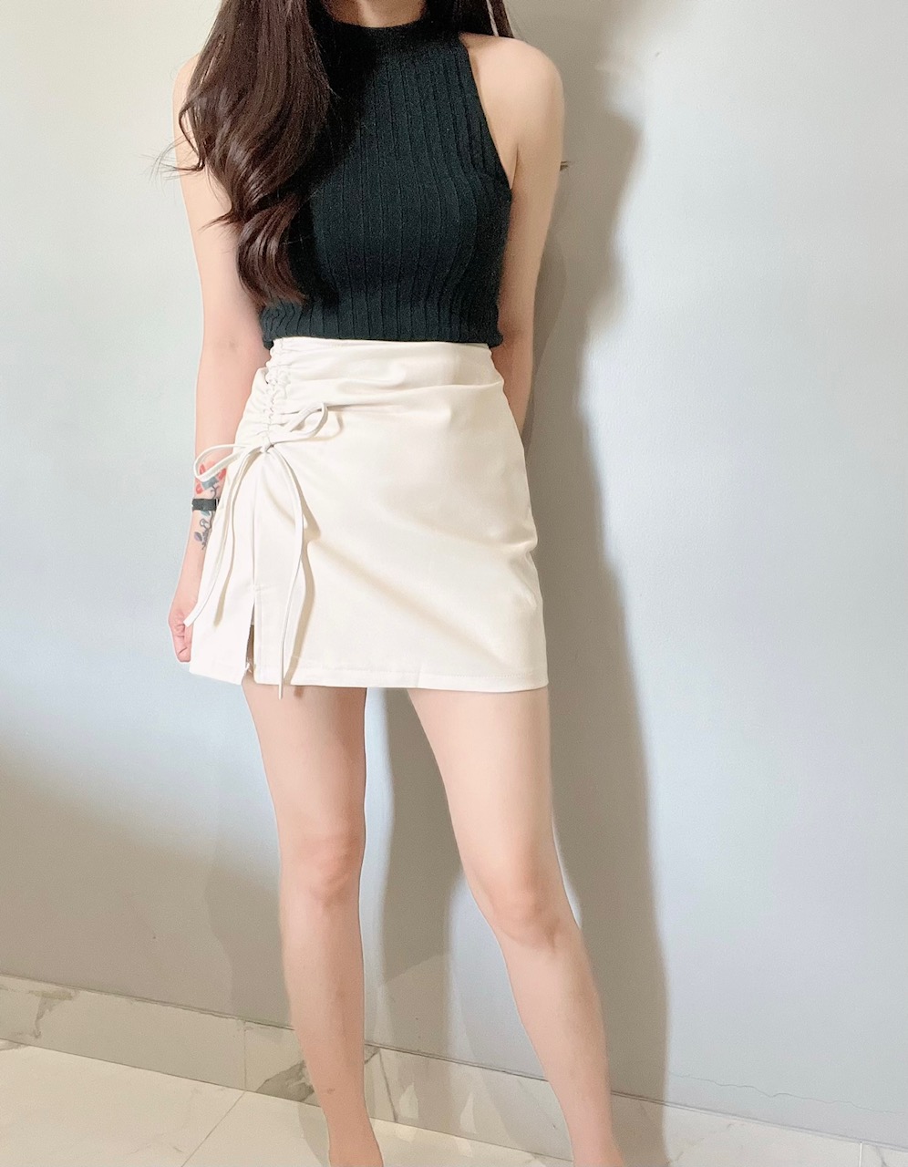 Kode: 3465 (Leather skort) Hitam - Image 4