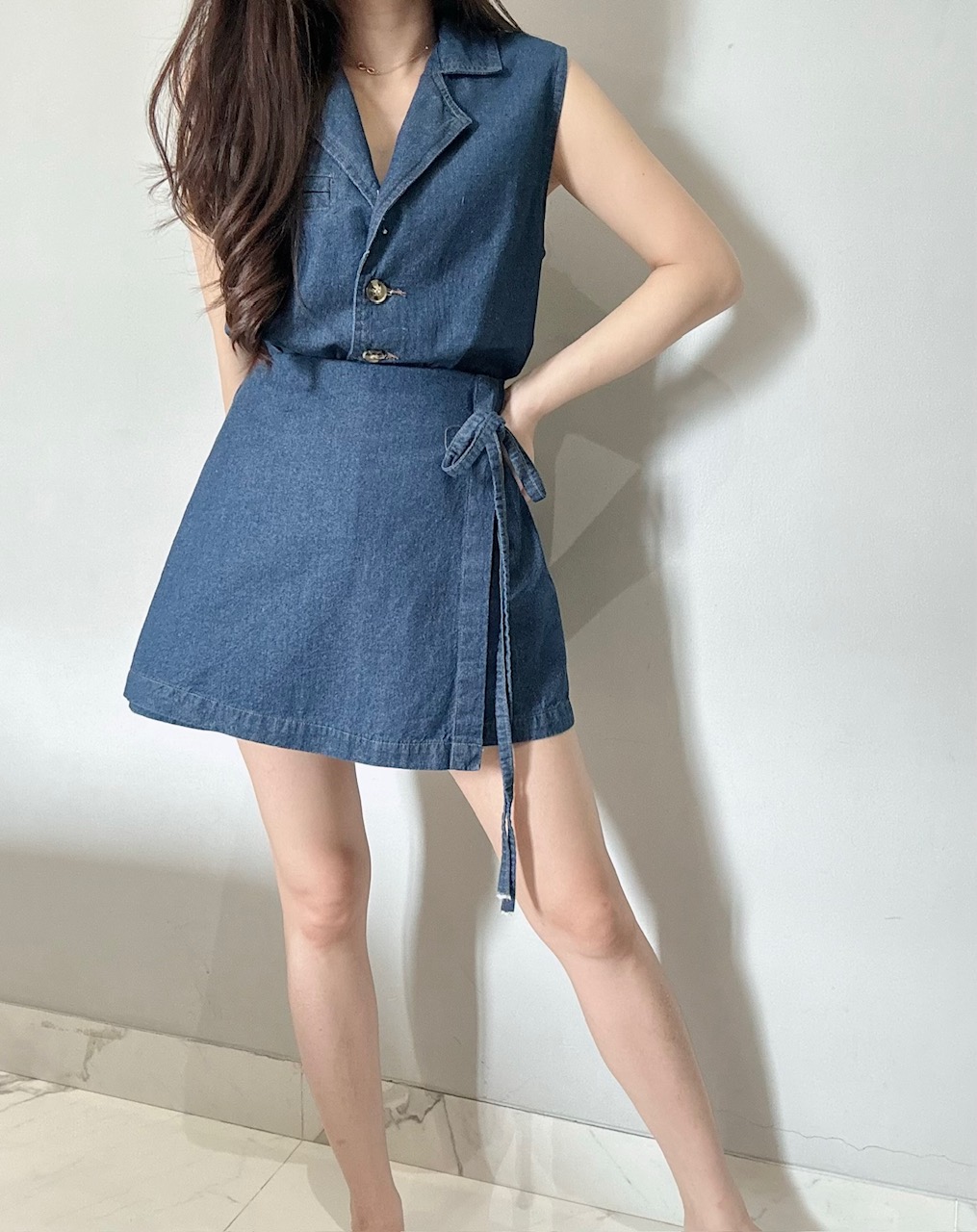 Kode: 3610 (Denim blazer set) Biru - Image 2
