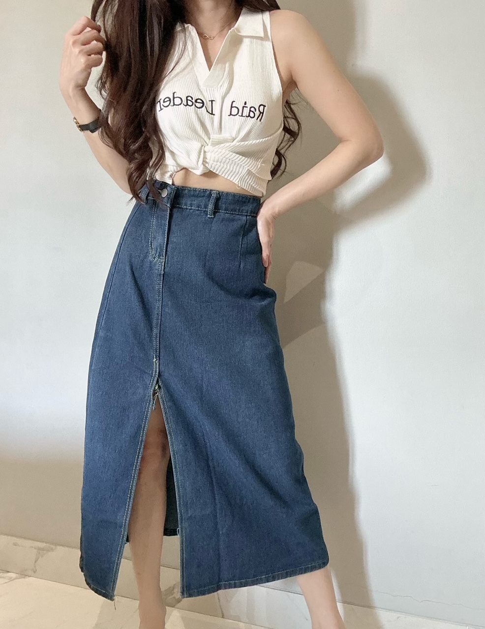 Kode: 3733 (Denim slit skirt) - Image 2