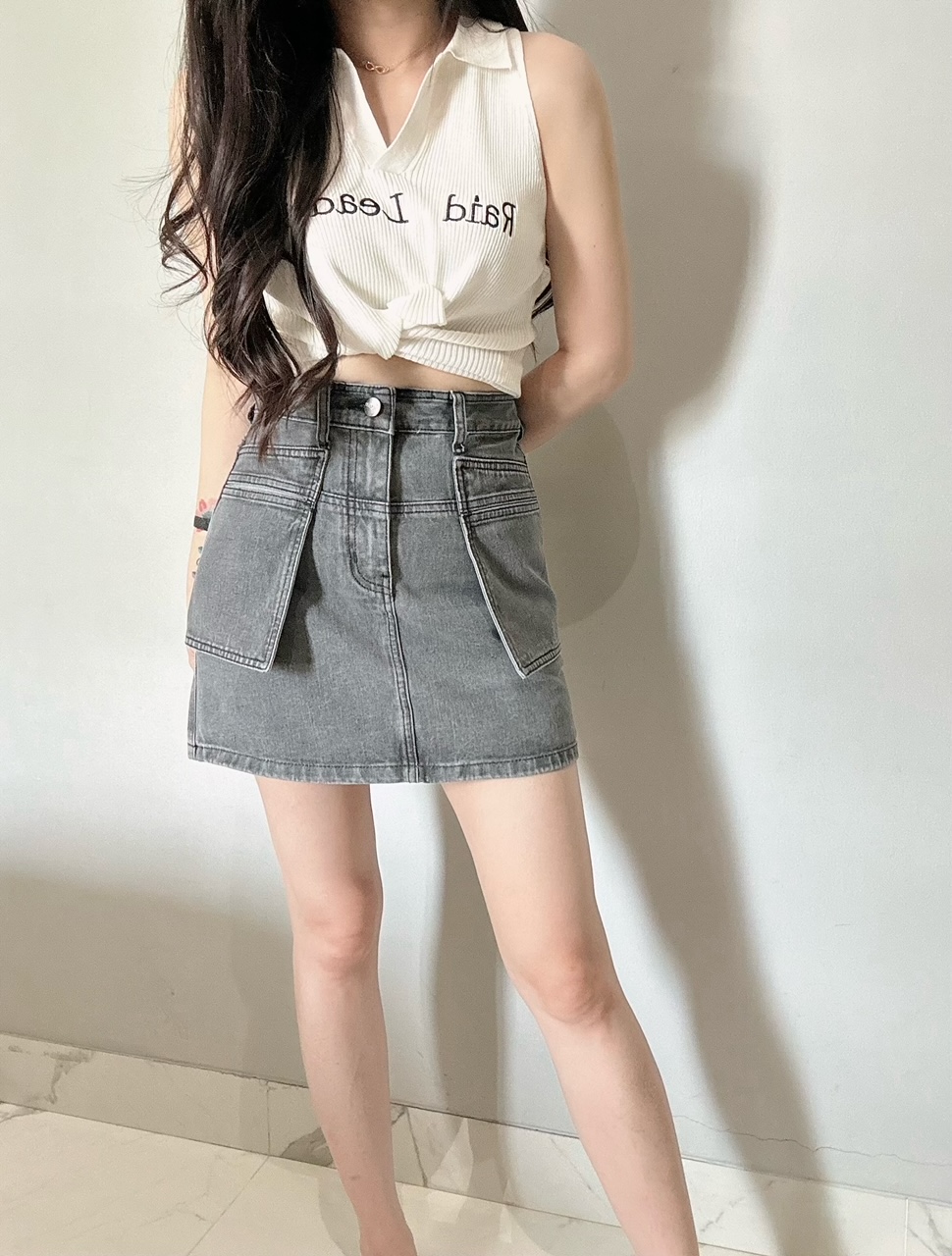 Kode: 3877 (Denim skort) Snow Black - Image 2