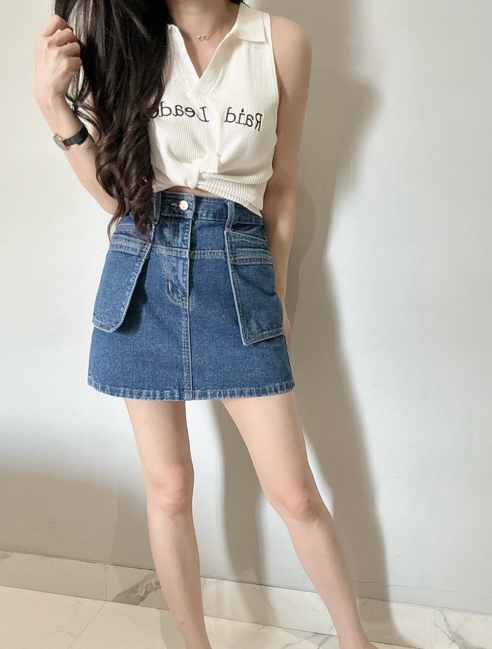 Kode: 3877 (Denim skort) Blue