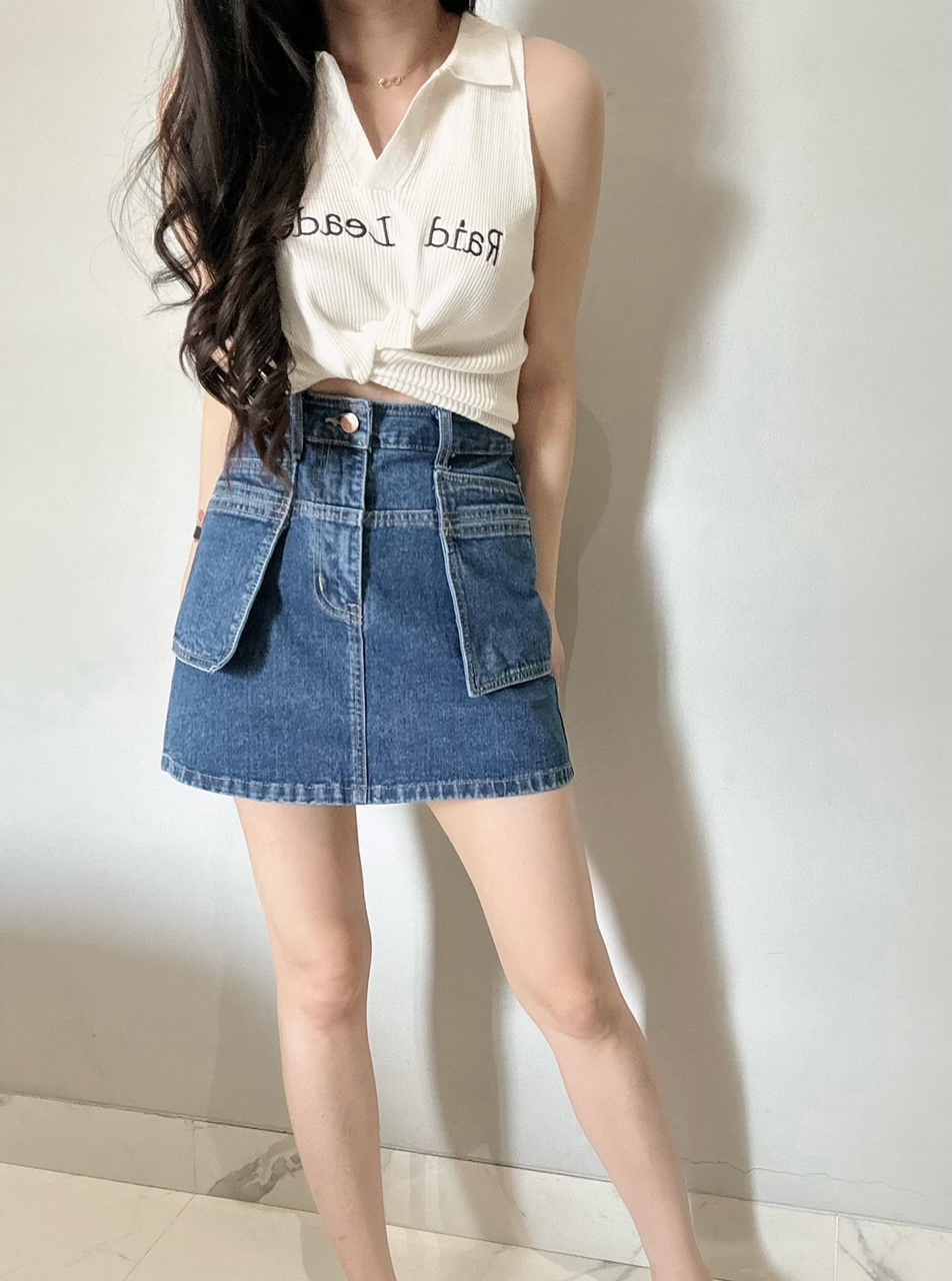 Kode: 3877 (Denim skort) Blue - Image 2