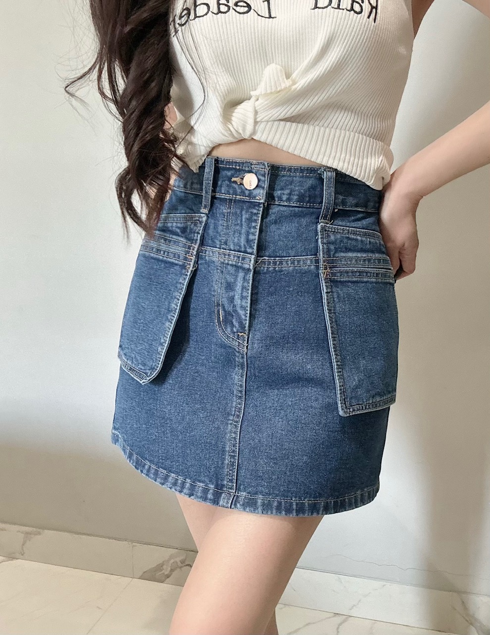 Kode: 3877 (Denim skort) Blue - Image 3