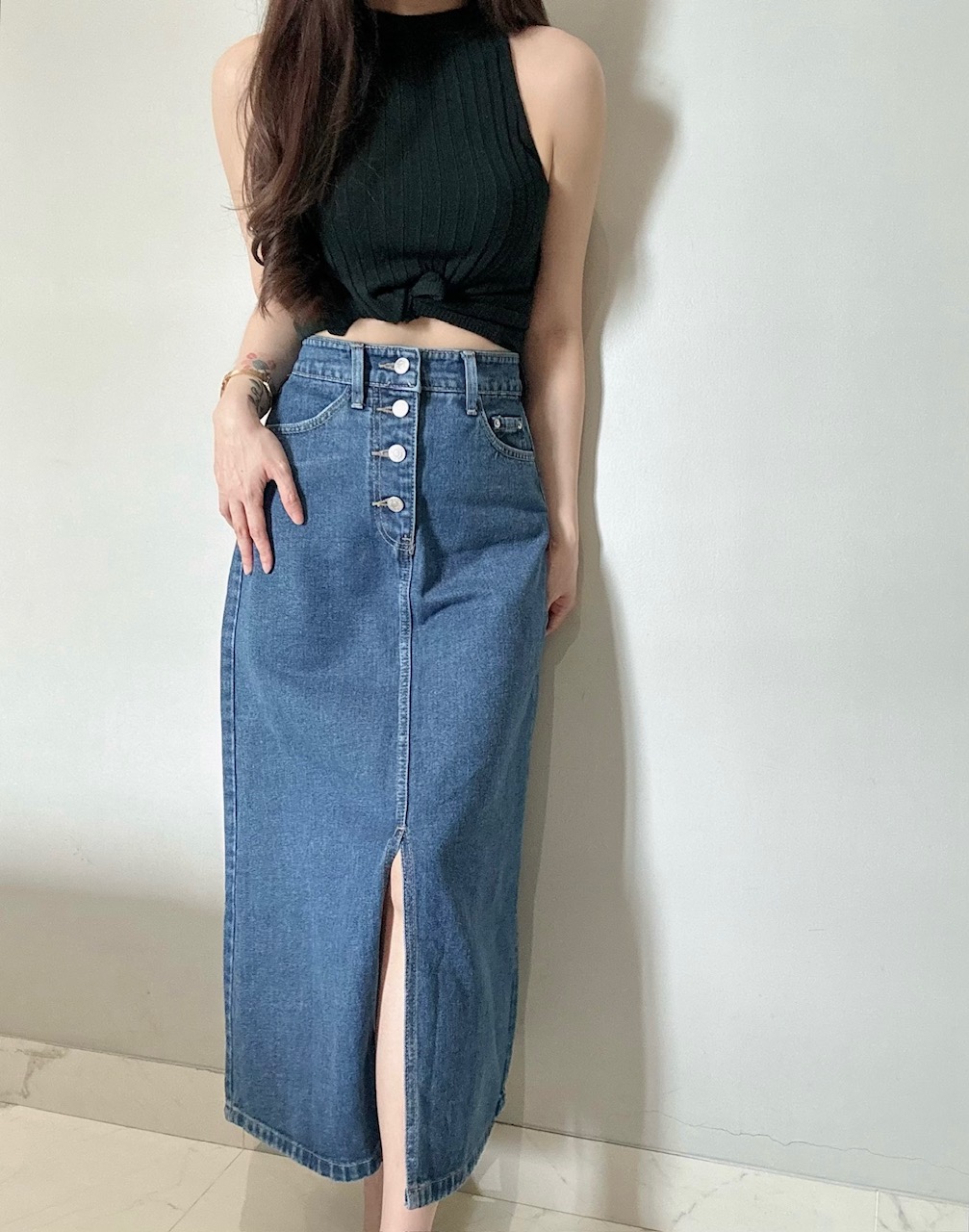 Kode: 4244 (Denim slit skirt) - Image 2