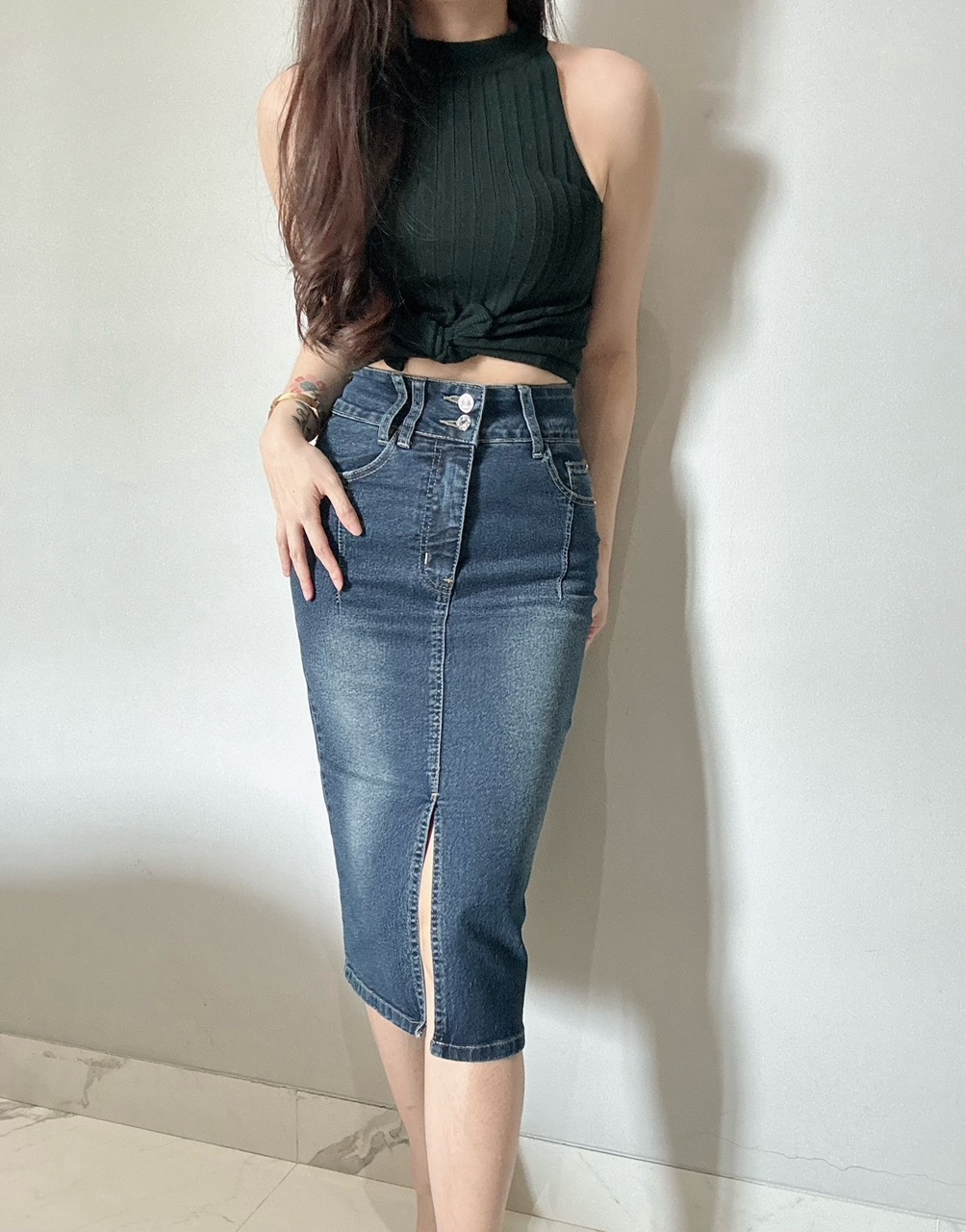 Kode: 4246 (Midi slit skirt)