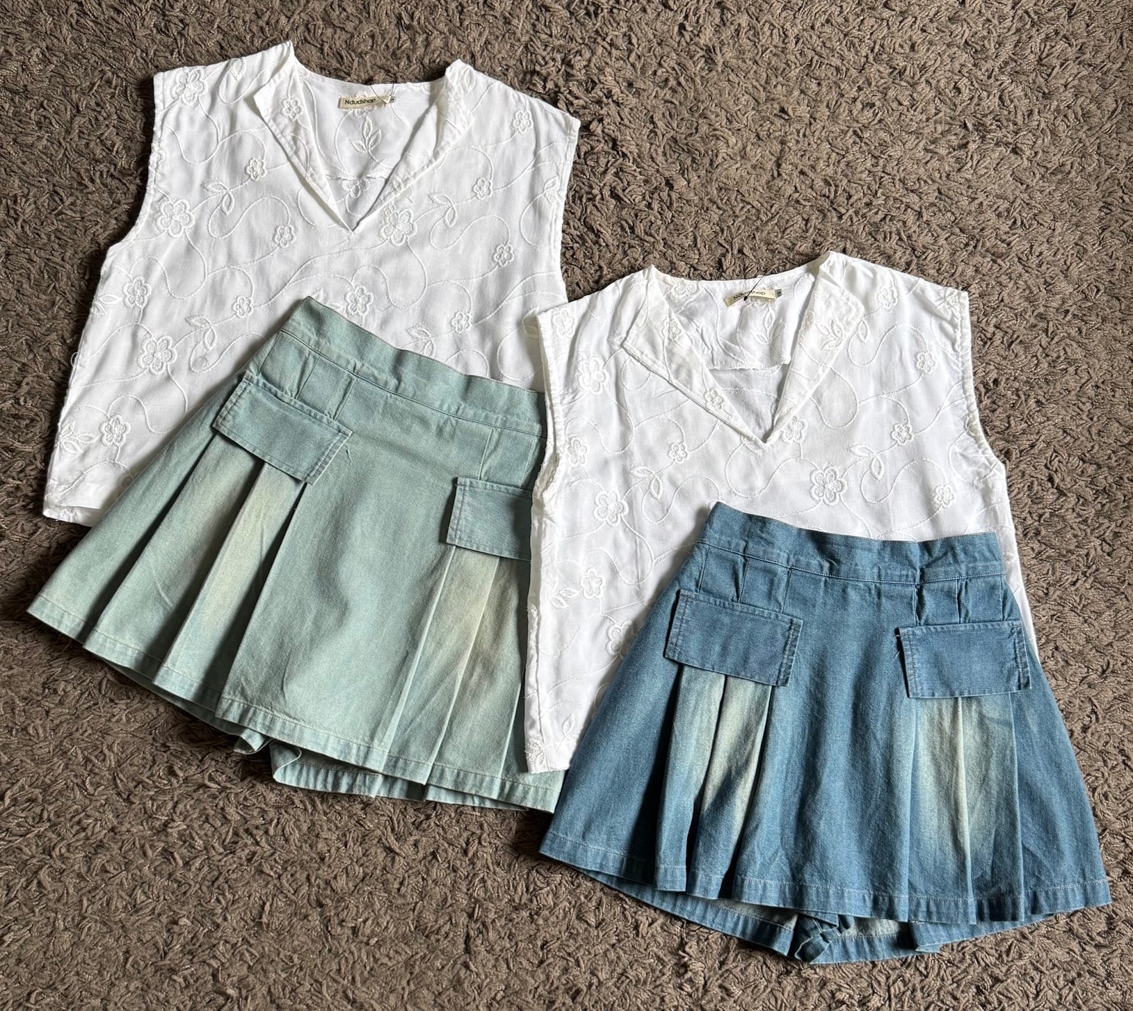 Kode: 4338 (Denim set) Biru Muda - Image 4
