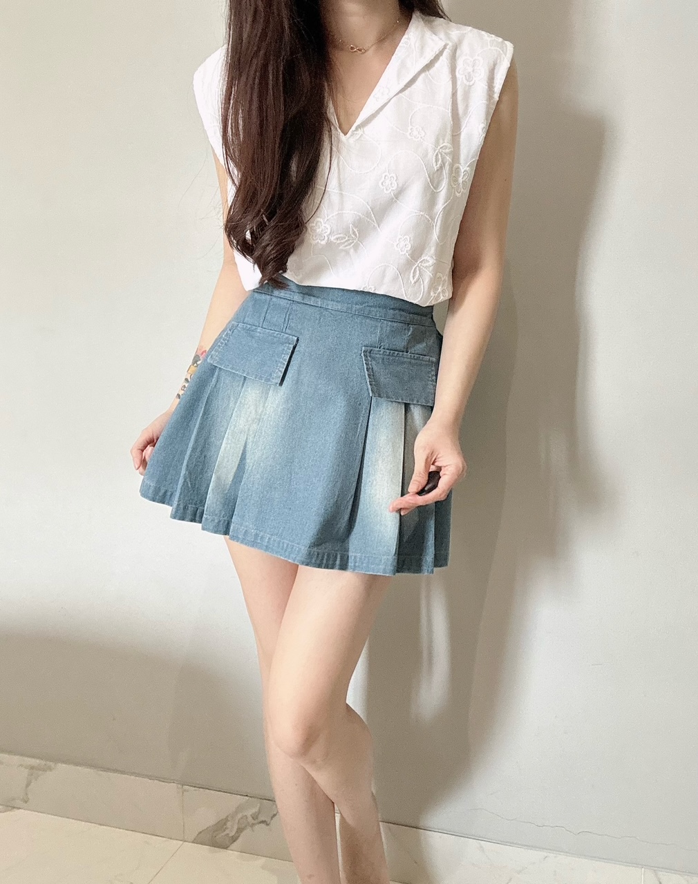 Kode: 4338 (Denim set) Biru Muda - Image 3