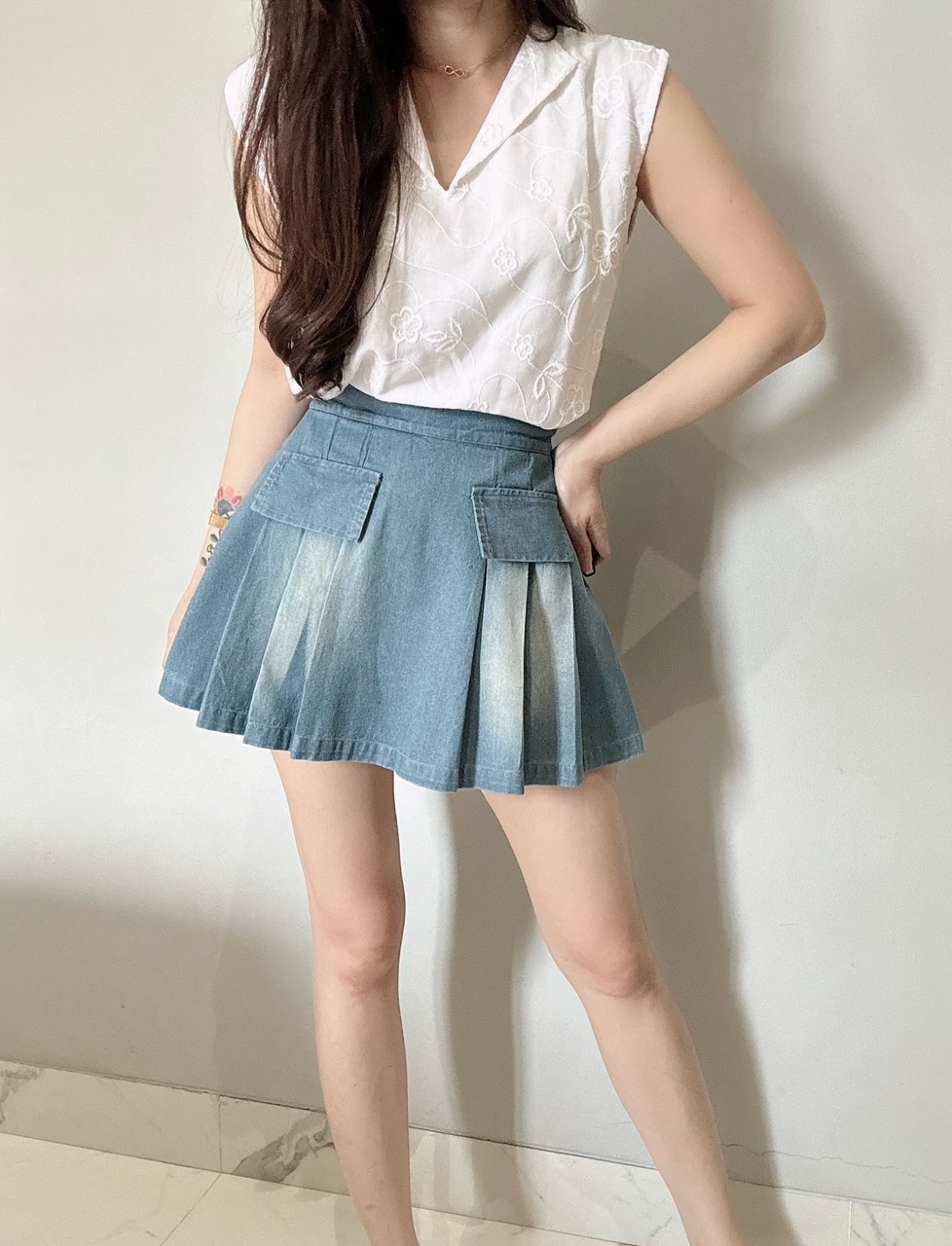 Kode: 4338 (Denim set) Biru Muda - Image 2