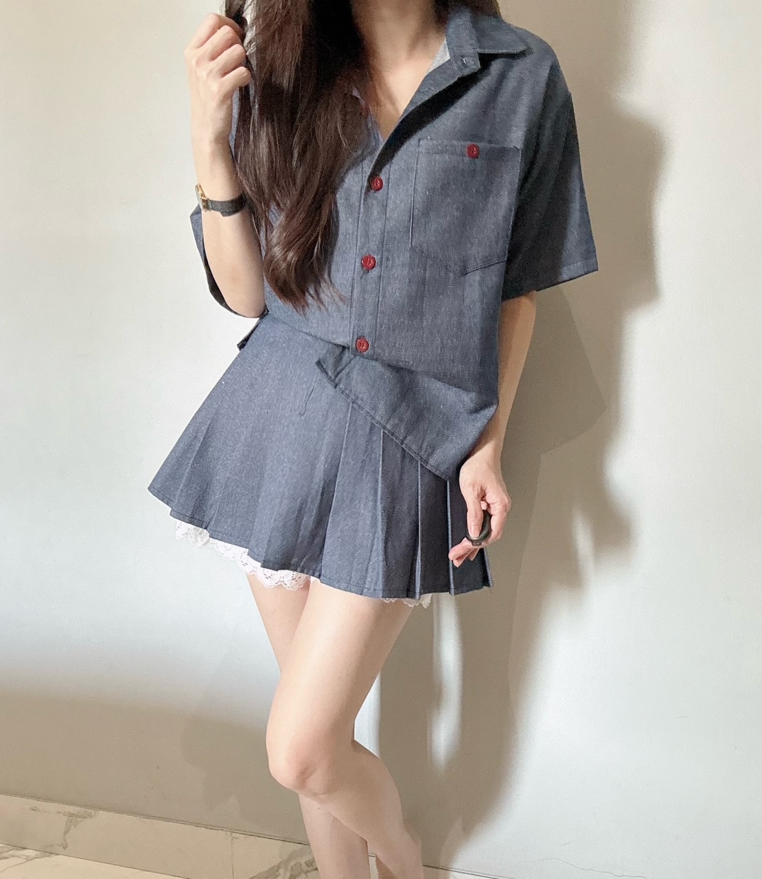 Kode: 4367 (Denim skort set)