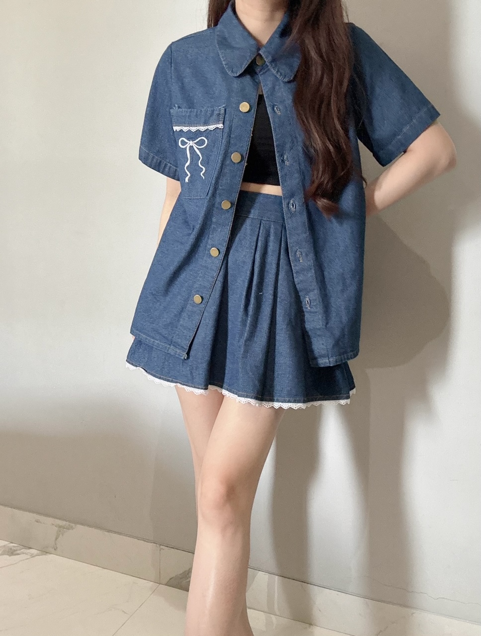 Kode: 4407 (Denim skort set)