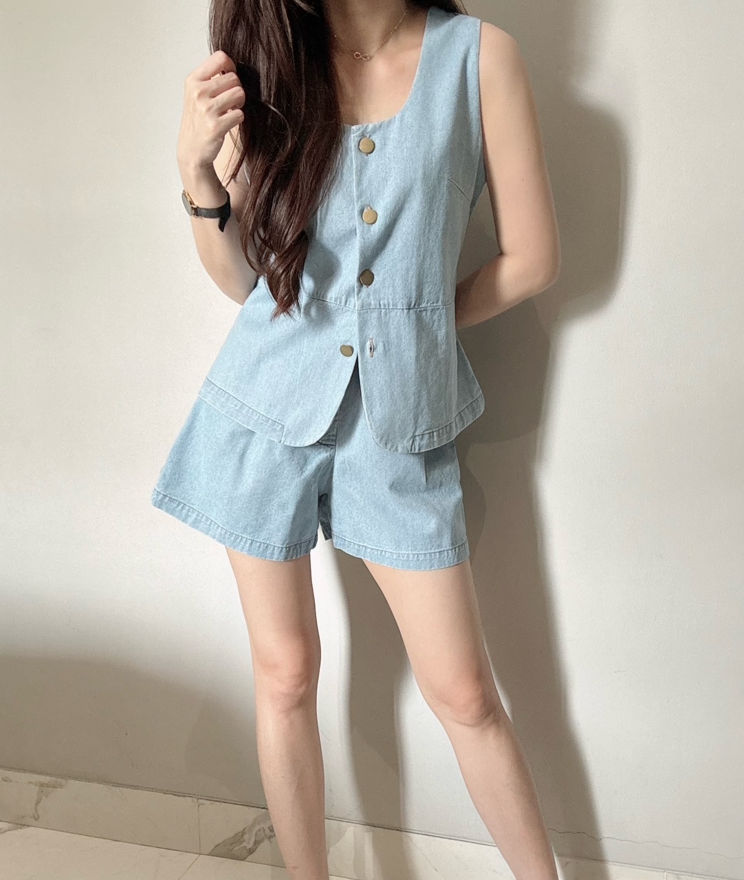 Kode: 4441 (Denim set) Biru Muda