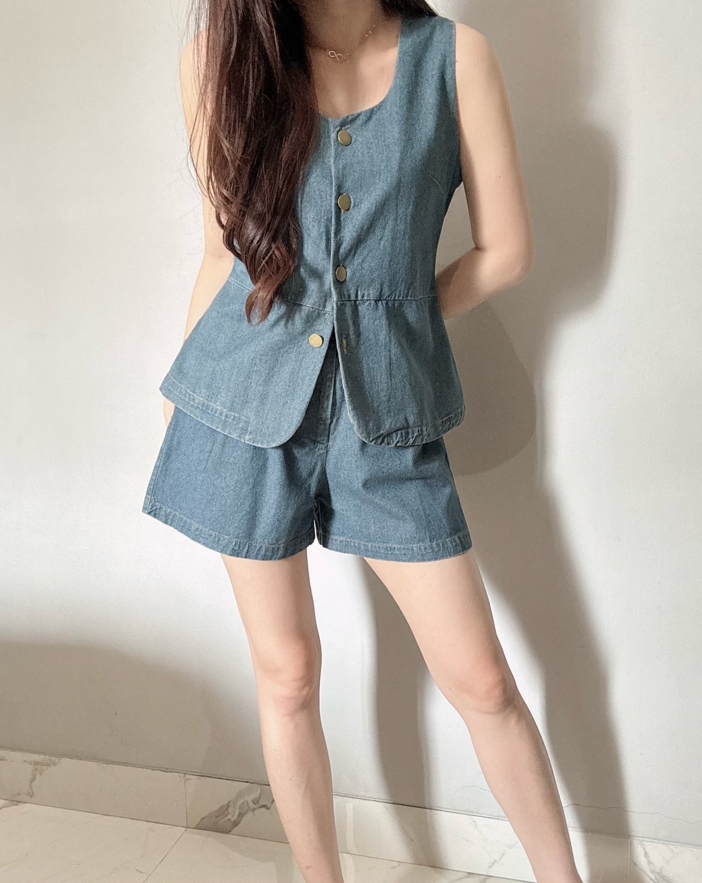 Kode: 4441 (Denim set) Biru Muda - Image 2