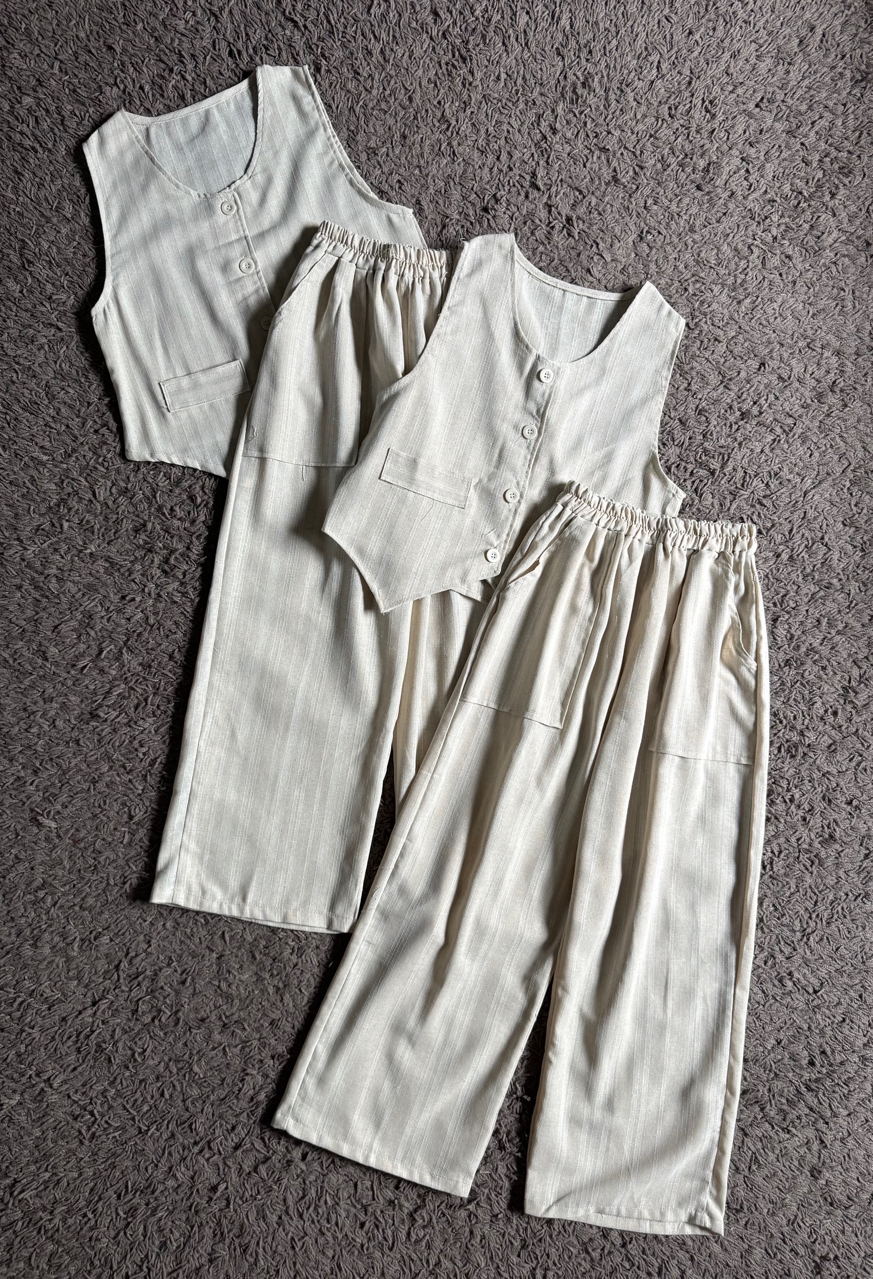 Kode: 4493 (Linen vest set) / Setelan Wanita / Setelan Vest Wanita / Setelan Celana Panjang Wanita - Image 3