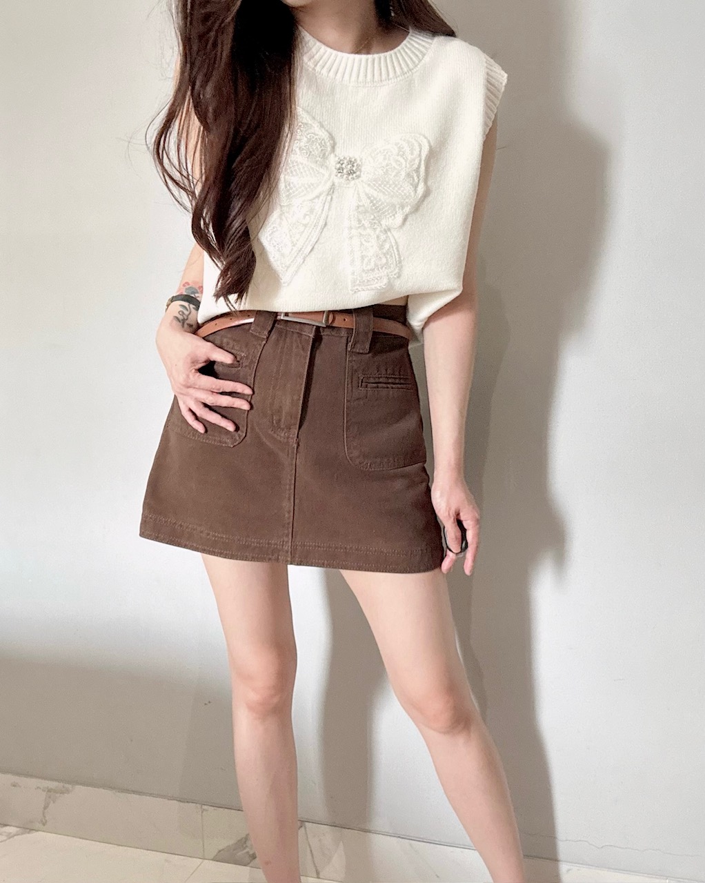 Ndudshop - Denim skort (Kode: 4612) Coklat - Image 2