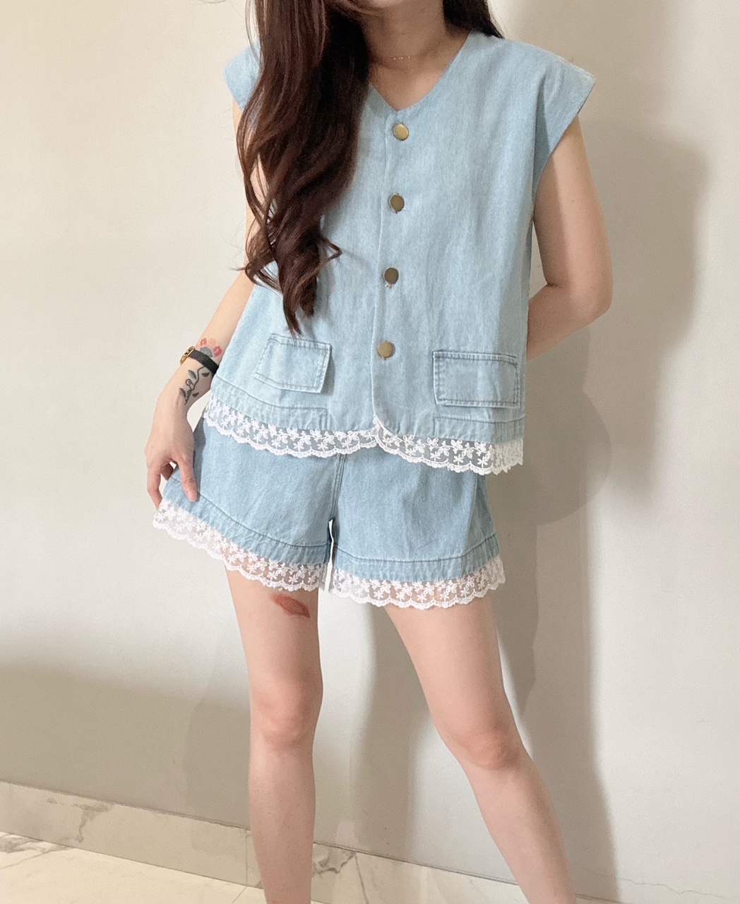 Ndudshop - Denim set (Kode: 4440) Biru