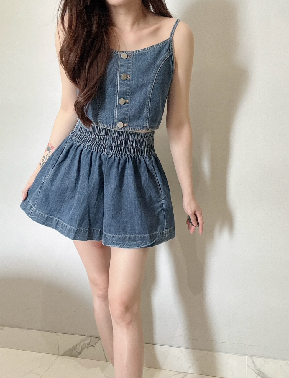 Ndudshop – Denim set (Kode: 4839) Biru Muda - Image 2