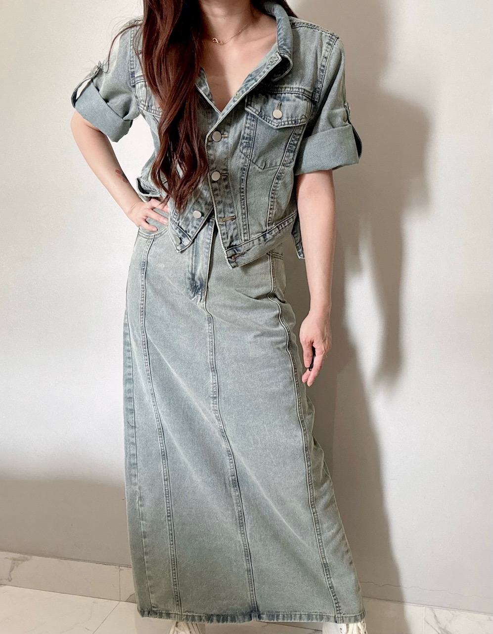 Ndudshop – Denim skirt set (Kode: 5138)