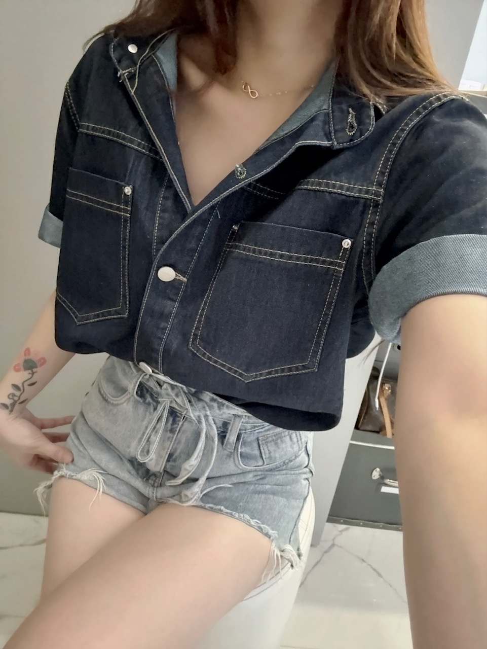 Ndudshop – Denim shirt (Kode: 5147) Biru Tua
