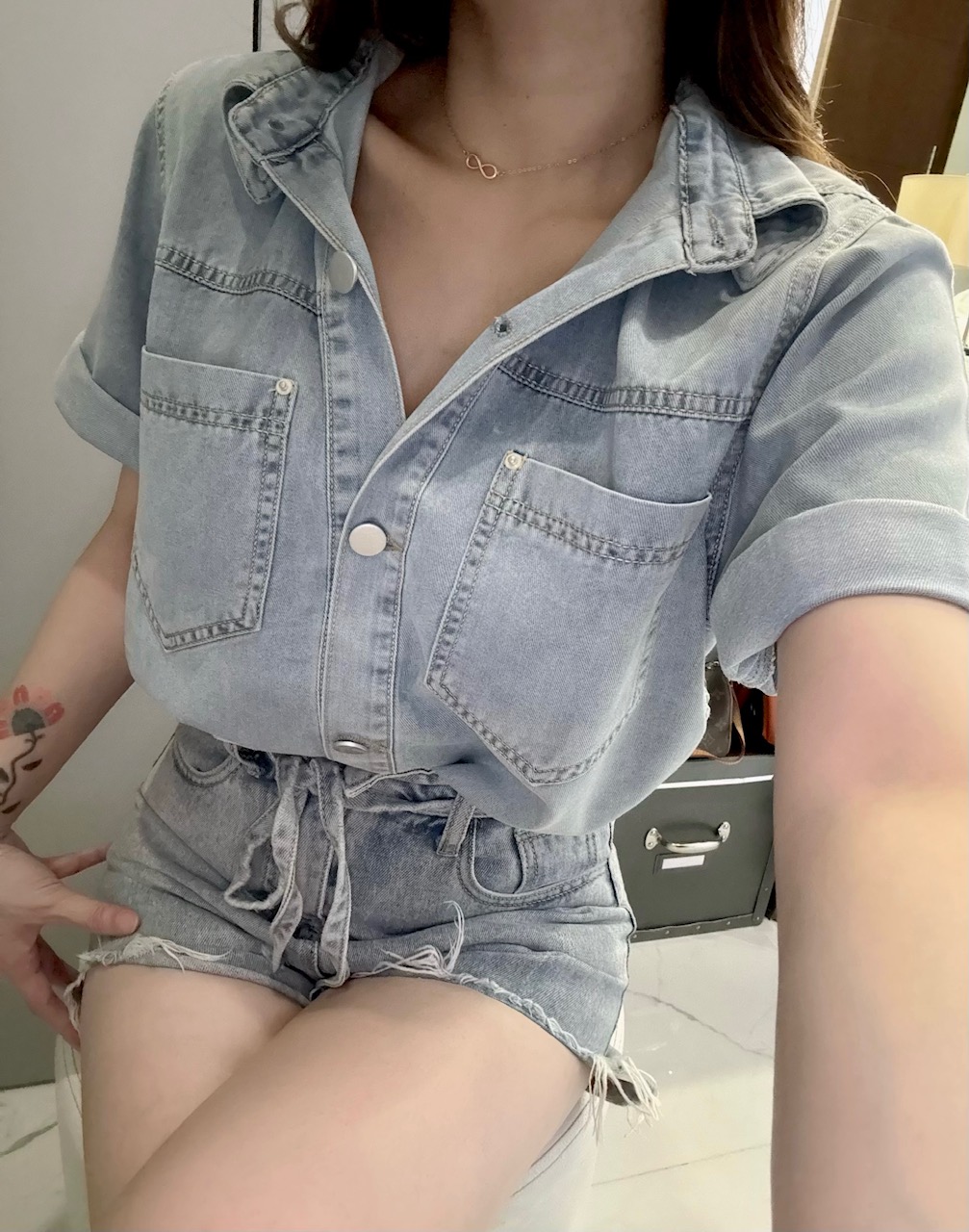 Ndudshop – Denim shirt (Kode: 5147) Biru Tua - Image 2