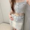 Ndudshop – Denim skirt set + belt (Kode: 5169) Biru Muda