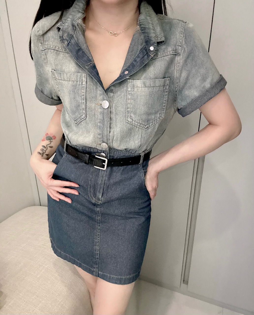 Ndudshop – Denim dress + belt (Kode: 5198) - Image 2