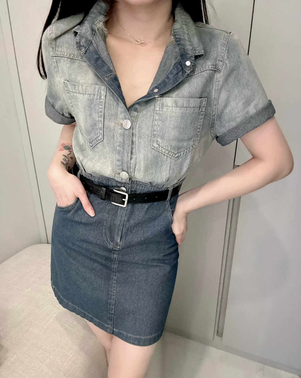 Ndudshop – Denim dress + belt (Kode: 5198)