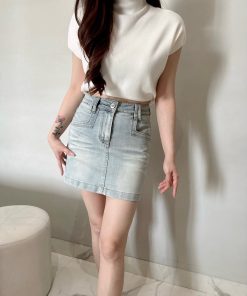 Ndudshop - Denim skort (Kode: 5554) Biru Muda