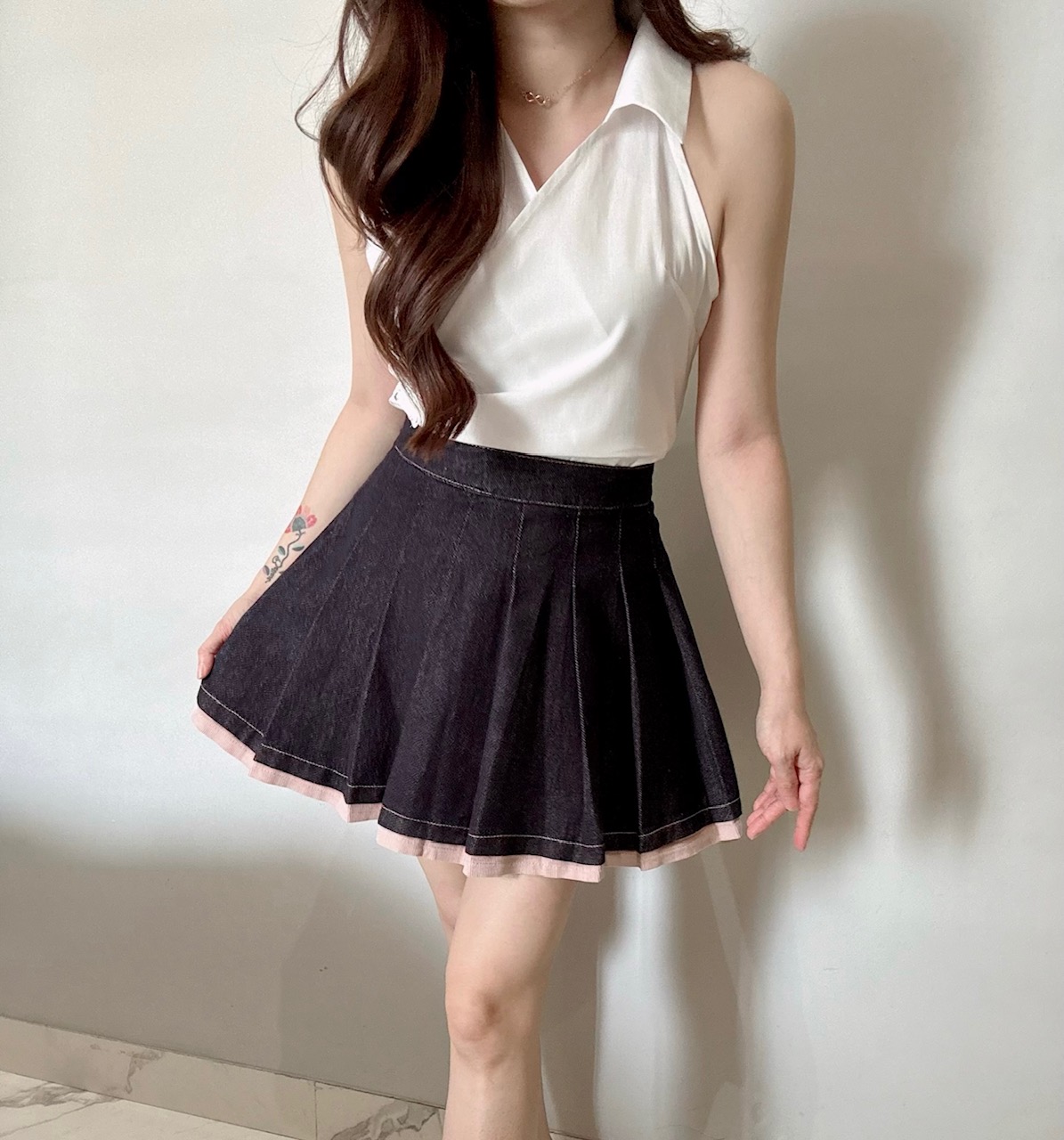 Ndudshop - Denim rample skort (Kode: 5729) Kuning - Image 2