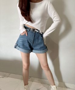 Alternative view of Ndudshop - Denim shorts + belt (Kode: 5877)