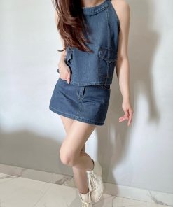 Alternative view of Ndudshop - Denim skort set (Kode: 5878HML)